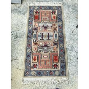 Vintage Belgium Capri Wool Throw Rug Blues - R61
